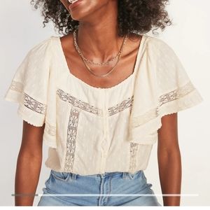 Old Navy xs cream ruffle top nwt